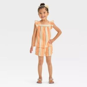 NWT OshKosh B'gosh Toddler Girls' Striped Woven Tank Top & Shorts Set, Size 5T